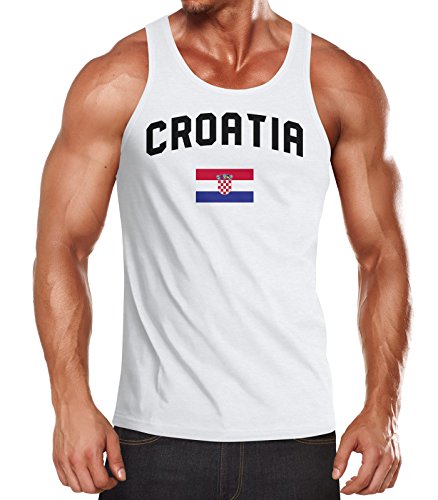 MoonWorks Herren Tanktop Kroatien Croatia Hrvatska WM Fußball Weltmeisterschaft 2018 World Cup Fan-Shirt weiß M von MoonWorks