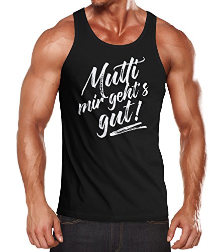 MoonWorks Herren Tanktop - Mutti Mir geht's gut! - Muskelshirt Tank Top Muscle Shirt Achselshirt schwarz XL von MoonWorks