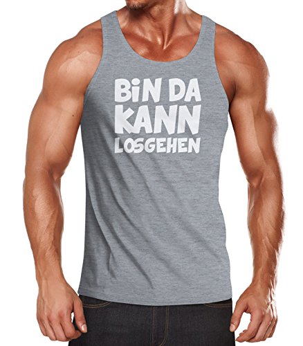 MoonWorks Herren Tanktop Spruch Bin da kann losgehen Muskelshirt grau L von MoonWorks