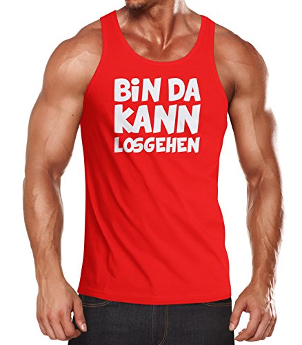 MoonWorks Herren Tanktop Spruch Bin da kann losgehen Muskelshirt rot L von MoonWorks