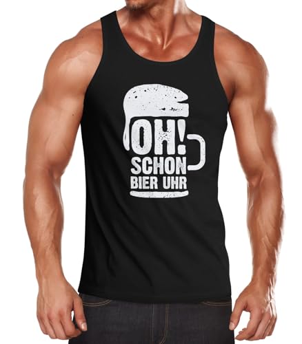 MoonWorks Herren Tanktop oh Schon Bier Uhr Muskelshirt schwarz L von MoonWorks