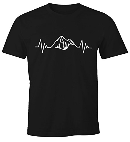 MoonWorks Herzschlag Berge Herren T-Shirt Heartbeat Mountain schwarz M von MoonWorks