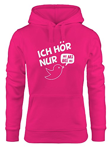 MoonWorks Hoodie Damen, Spruch Ich hör nur Mi Mi Mi MiMiMi, Sweatshirt mit Kapuze Kapuzenpullover pink M von MoonWorks