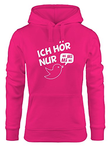 MoonWorks Hoodie Damen, Spruch Ich hör nur Mi Mi Mi MiMiMi, Sweatshirt mit Kapuze Kapuzenpullover pink XL von MoonWorks