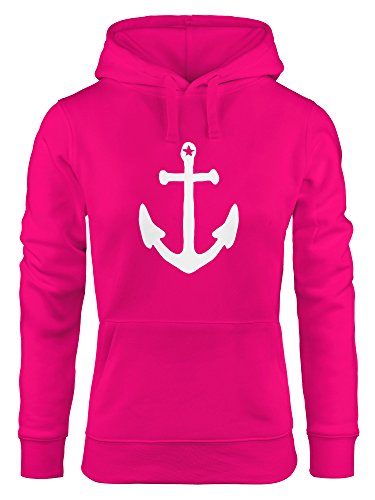 MoonWorks Hoodie Damen Anker Anchor Stern Vintage Sweatshirt Kapuze Kapuzenpullover pink L von MoonWorks