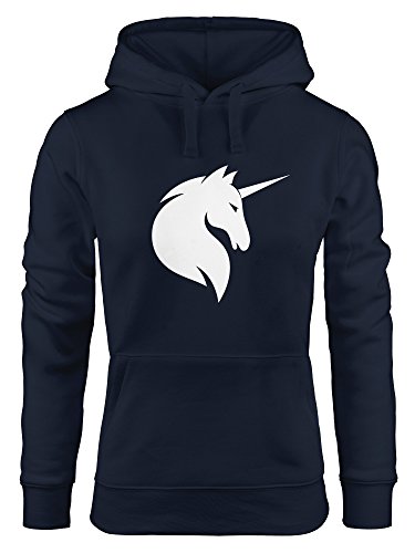 MoonWorks Hoodie Damen Einhorn Unicorn Sweatshirt Kapuze Kapuzenpullover Navy L von MoonWorks