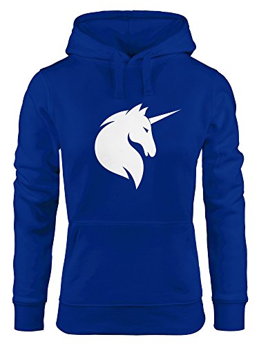 MoonWorks Hoodie Damen Einhorn Unicorn Sweatshirt Kapuze Kapuzenpullover blau L von MoonWorks