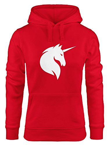 MoonWorks Hoodie Damen Einhorn Unicorn Sweatshirt Kapuze Kapuzenpullover rot L von MoonWorks