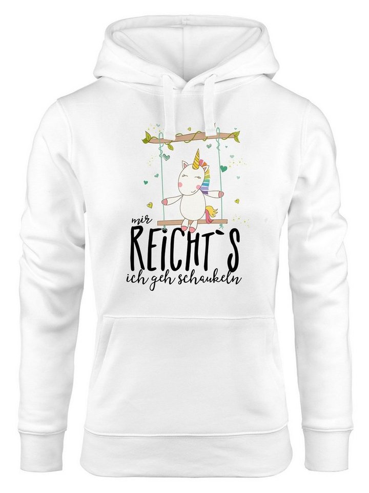 MoonWorks Hoodie Damen Kapuzen-Pullover Hoodie Einhorn auf Schaukel Mir reicht`s ich von MoonWorks