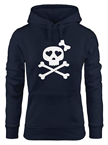 MoonWorks Hoodie Damen Knochen Bones Totenkopf Pirat Sweatshirt Kapuze Kapuzenpullover Navy M von MoonWorks