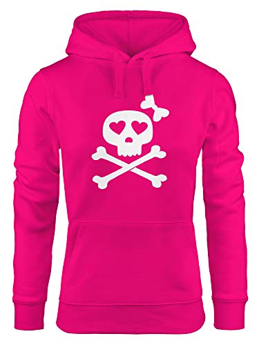 MoonWorks Hoodie Damen Knochen Bones Totenkopf Pirat Sweatshirt Kapuze Kapuzenpullover pink L von MoonWorks