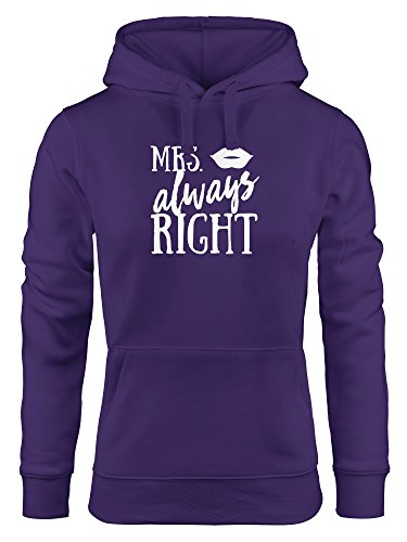 MoonWorks Hoodie Damen Mrs Always Right Hochzeit Geschenk Kapuzen-Pullover lila S von MoonWorks