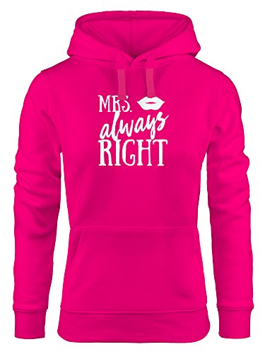 MoonWorks Hoodie Damen Mrs Always Right Hochzeit Geschenk Kapuzen-Pullover pink M von MoonWorks