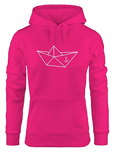 MoonWorks Hoodie Damen Schiffchen Origami Anker Seemann Schiff Sweatshirt Kapuze Kapuzenpullover pink L von MoonWorks