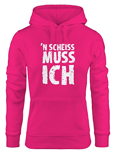 MoonWorks Hoodie Damen Spruch, n Scheiß muss ich, Sweatshirt mit Kapuze Kapuzenpullover pink XL von MoonWorks