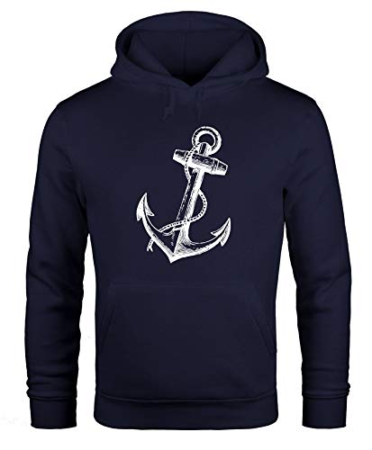 MoonWorks Hoodie Herren Anker Anchor Sweatshirt mit Kapuze Kapuzenpullover Navy M von MoonWorks