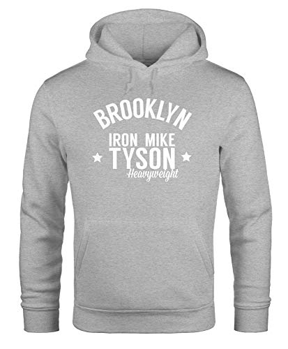 MoonWorks Hoodie Herren Brooklyn New York Iron Mike Tyson Boxing Gym Kapuzenpullover Männer grau L von MoonWorks