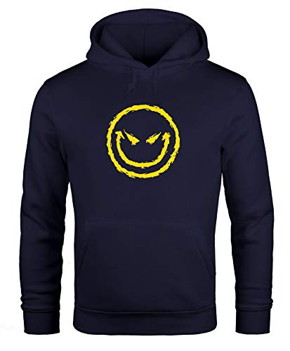 MoonWorks Hoodie Herren Evil Emoticon Sweatshirt mit Kapuze Kapuzenpullover Sweater Männer Navy M von MoonWorks