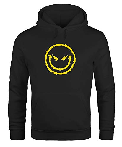 MoonWorks Hoodie Herren Evil Emoticon Sweatshirt mit Kapuze Kapuzenpullover Sweater Männer schwarz L von MoonWorks