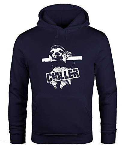 MoonWorks Hoodie Herren Faultier Born Chiller Sloth Kapuzen-Pullover Navy 3XL von MoonWorks