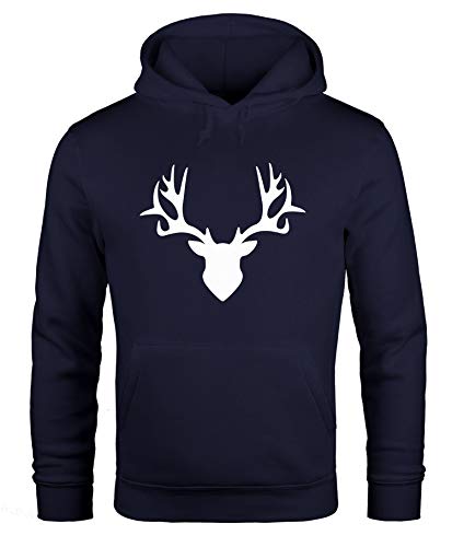 MoonWorks Hoodie Herren Hirsch Geweih Kapuzen-Pullover Pullover mit Kapuze Navy L von MoonWorks