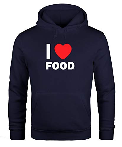 MoonWorks Hoodie Herren I Love Food Kapuzenpullover Pullover mit Kapuze Navy 3XL von MoonWorks