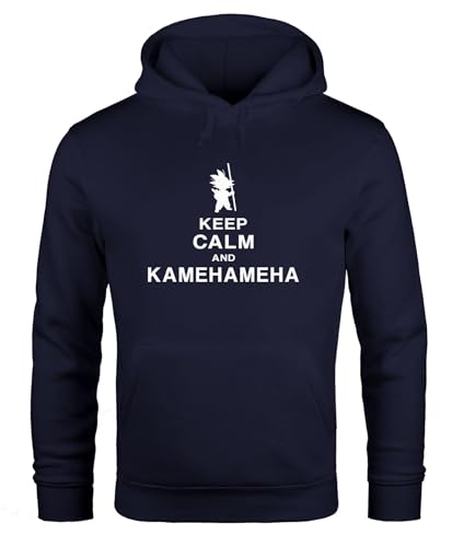 MoonWorks Hoodie Herren Keep Calm and Kamehameha Son Goku Dragonball Kapuzenpullover Navy L von MoonWorks