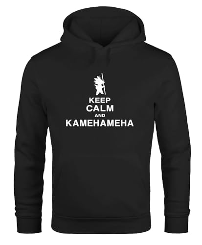 MoonWorks Hoodie Herren Keep Calm and Kamehameha Son Goku Dragonball Kapuzenpullover schwarz L von MoonWorks