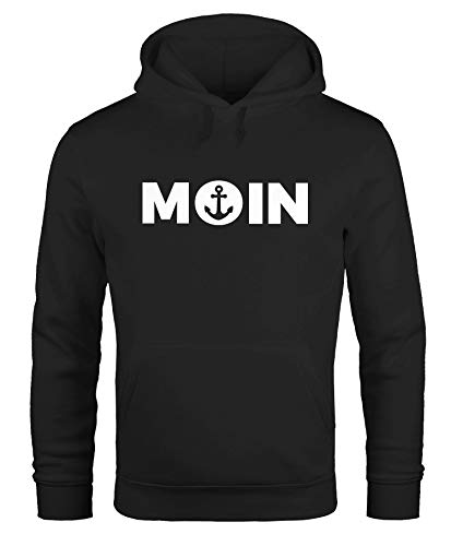 MoonWorks Hoodie Herren Moin Herz mit Anker Kapuzen-Pullover schwarz L von MoonWorks