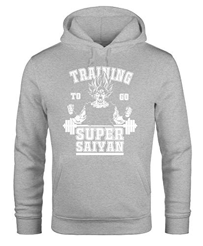 MoonWorks Hoodie Herren Super Saiyan Training Gym Kapuzen-Pullover Pullover mit Kapuze grau XL von MoonWorks