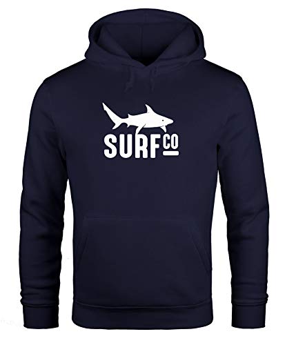 MoonWorks Hoodie Herren Surf Co Hai Shark Kapuzenpullover Pullover mit Kapuze Navy L von MoonWorks