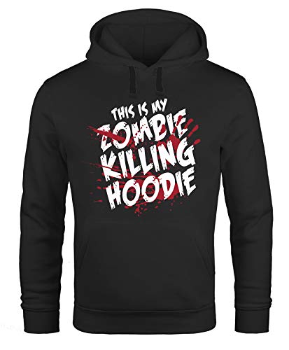 MoonWorks Hoodie Herren This is My Zombie Killing Hoodei Halloween Horror Fun-Shirt Kapuzen-Pullover schwarz XXL von MoonWorks