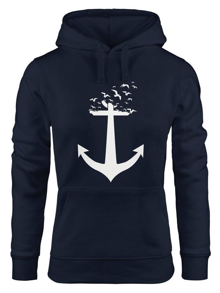 MoonWorks Hoodie Hoodie Damen Anker Vögel Anchor Birds Sweatshirt Kapuzenpullover von MoonWorks