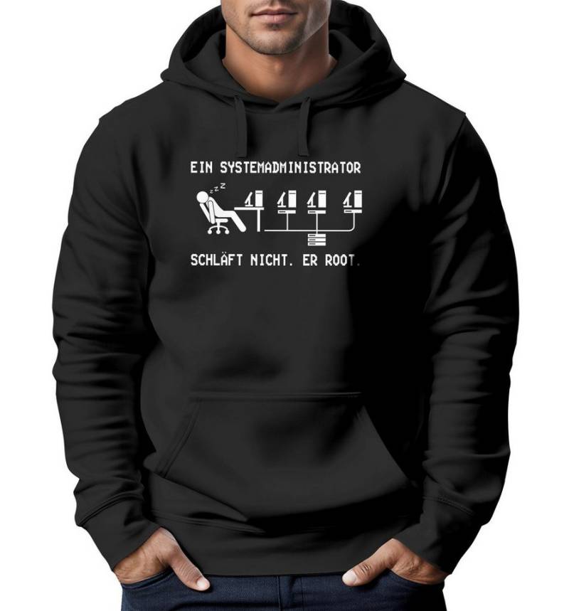 MoonWorks Hoodie Hoodie Herren Admin Ein Systemadministrator schläft nicht er root von MoonWorks