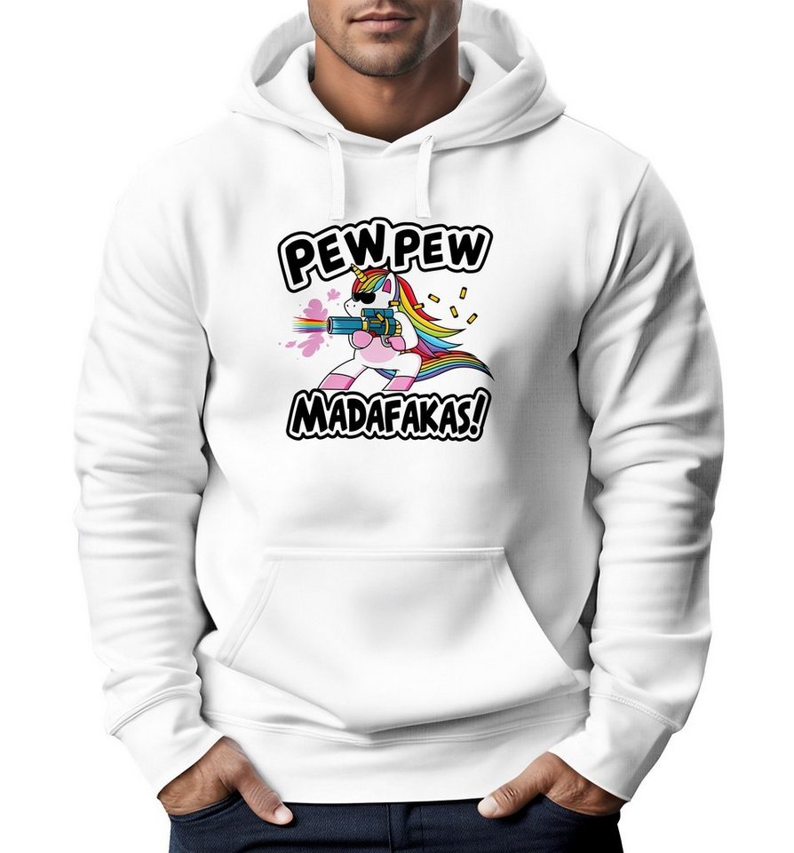 MoonWorks Hoodie Hoodie Herren Pew Pew Madafakas böses Einhorn Regenbogen Unicorn Kapuzen-Pullover Moonworks® von MoonWorks