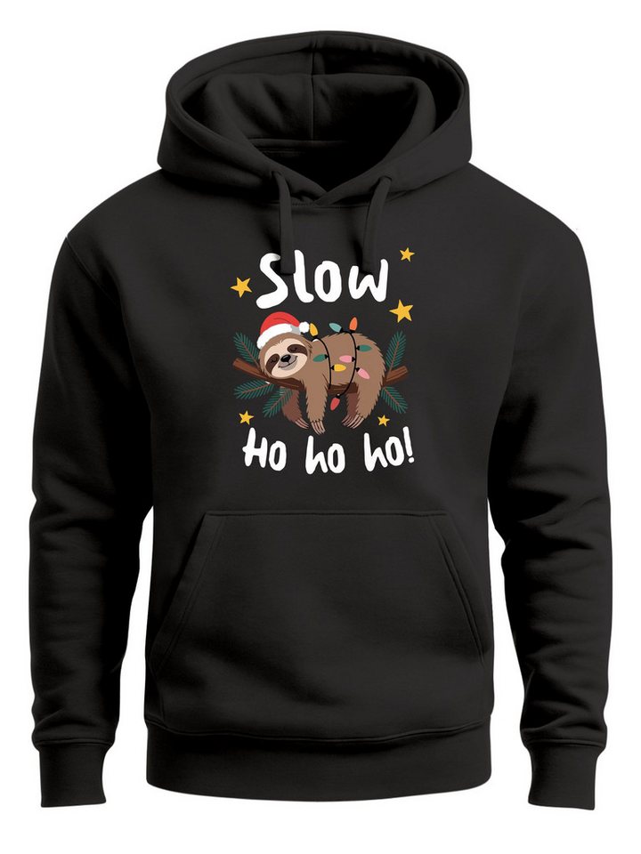 MoonWorks Hoodie Hoodie Herren Weihnachten Kapuzen-Pullover Faultier Spruch Slow Ho Ho von MoonWorks