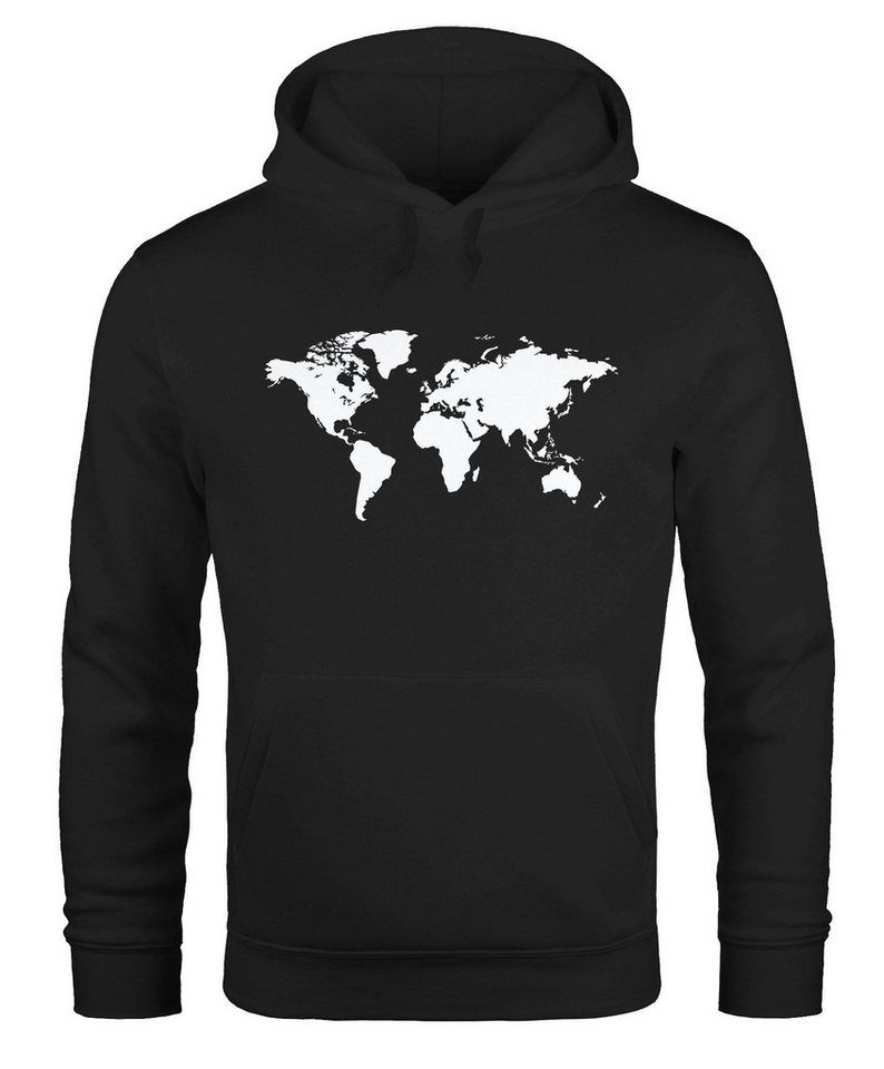 MoonWorks Hoodie Hoodie Herren Weltkarte World Map Kapuzenpullover Pullover mit Kapuze von MoonWorks