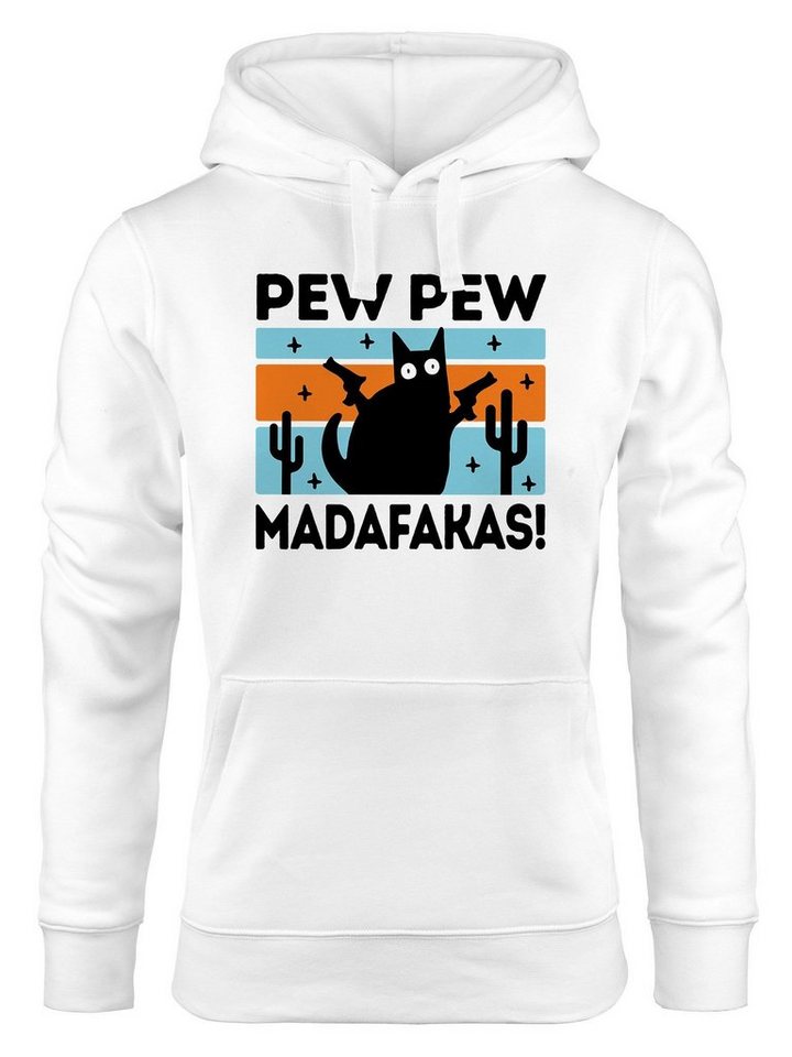 MoonWorks Hoodie Kapuzen-Pullover Damen Pew Pew Madafakas Katze Cat crazy verrückt lustig Hoodie Moonworks® von MoonWorks