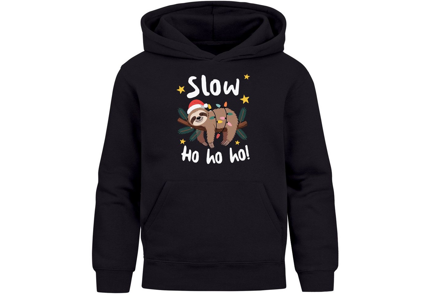 MoonWorks Hoodie Kinder Hoodie Weihnachtspullover Faultier Spruch Slow Ho Ho Jungen von MoonWorks