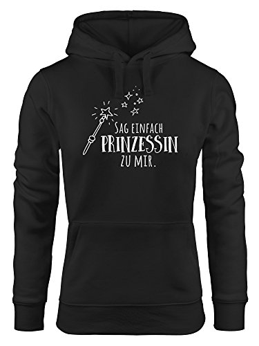 MoonWorks Hoodie für Damen, Sag einfach Prinzessin zu Mir, Sweatshirt mit Kapuze, Kapuzenpullover mit Spruch, schwarz M von MoonWorks