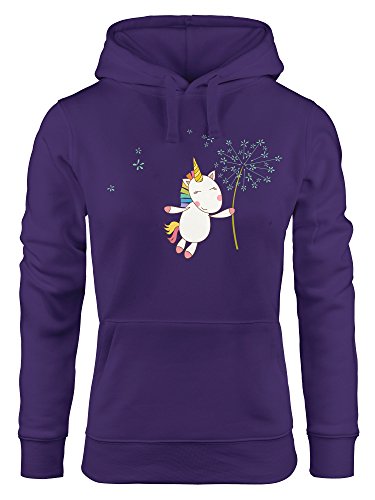 MoonWorks Kapuzen-Pullover Damen Einhorn mit Pusteblume Unicorn with Dandelion Hoodie lila S von MoonWorks