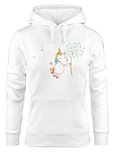 MoonWorks Kapuzen-Pullover Damen Einhorn mit Pusteblume Unicorn with Dandelion Hoodie weiß L von MoonWorks
