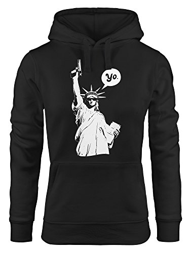 MoonWorks Kapuzen-Pullover Damen Freiheitsstatue Liberty Statue Amerika Hoodie schwarz L von MoonWorks