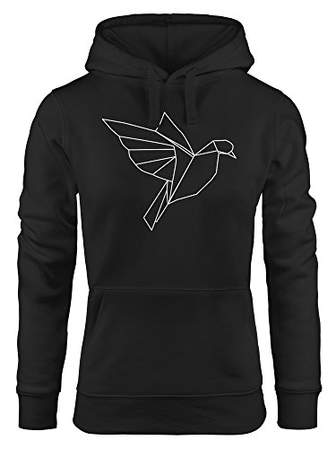 MoonWorks Kapuzen-Pullover Damen Hoodie Polygon Origami Vogel Bird schwarz M von MoonWorks