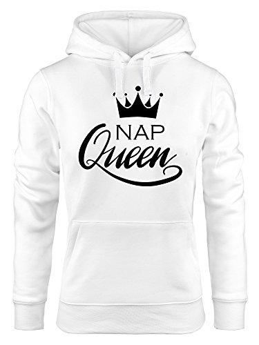 MoonWorks Kapuzen-Pullover Damen NAP Queen Crown Hoodie weiß M von MoonWorks