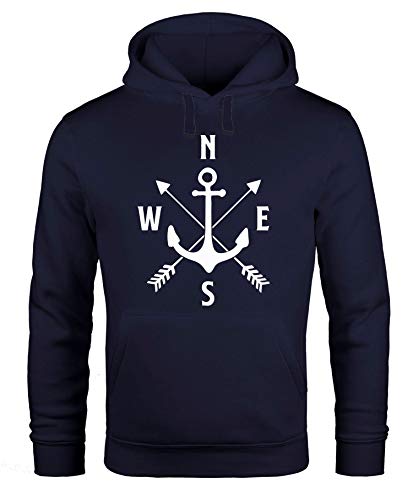 MoonWorks Kapuzen-Pullover Herren Anker Kompass Arrows Hoodie Navy XXL von MoonWorks