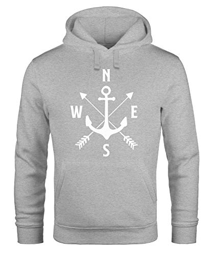 MoonWorks Kapuzen-Pullover Herren Anker Kompass Arrows Hoodie grau L von MoonWorks