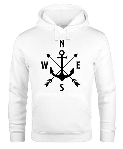 MoonWorks Kapuzen-Pullover Herren Anker Kompass Arrows Hoodie weiß 3XL von MoonWorks