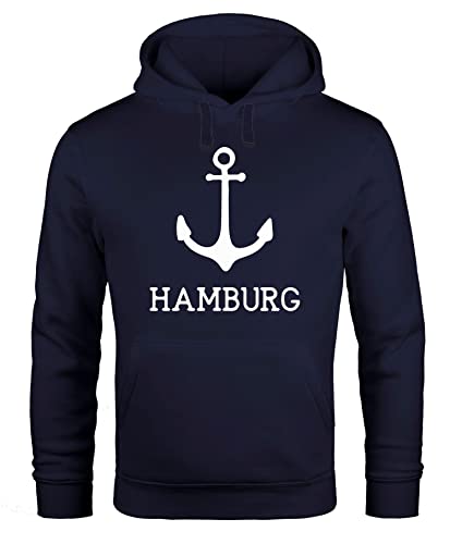 MoonWorks Kapuzen-Pullover Herren Hoodie Anker Hamburg Navy 3XL von MoonWorks