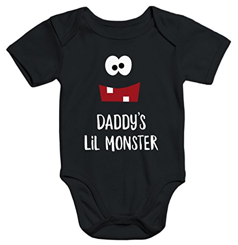 MoonWorks Kurzarm Baby-Body Daddy`s Lil Monster Bio-Baumwolle schwarz 6-12 Monate von MoonWorks